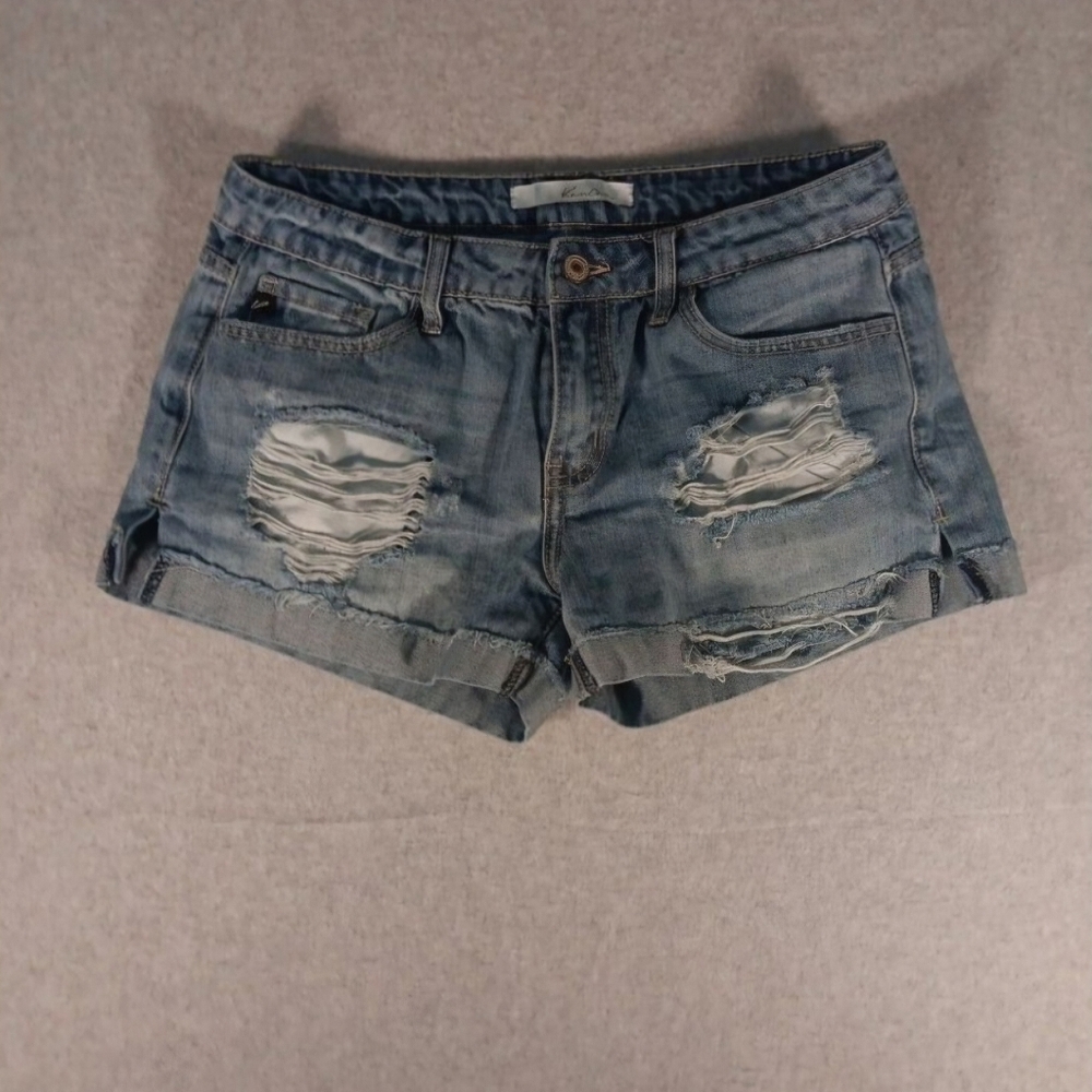 KanCan Mid Rise Distressed Cuffed Leg Denim Jean Shorts Sz 30 Waist KC5142YT